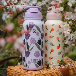 BOTTLE BOTTLE Edelstahl Trinkflasche 1L mit Strohhalm - Isolierflasche mit
