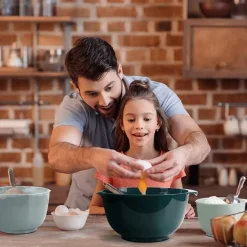 BoxedHome Mixing Bowl Grün Kunststoff Set 4-teilig stapelbar rutschfest
