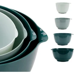 BoxedHome Mixing Bowl Grün Kunststoff Set 4-teilig stapelbar rutschfest