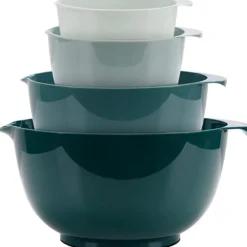 BoxedHome Mixing Bowl Grün Kunststoff Set 4-teilig stapelbar rutschfest