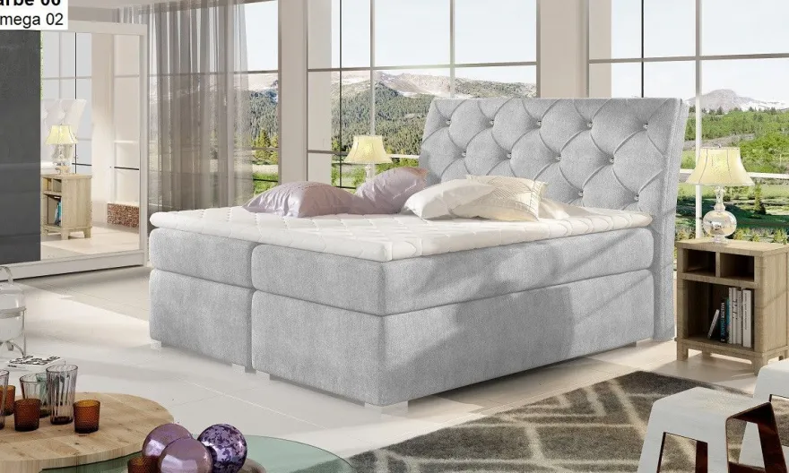 Boxspringbett mit 2 Bettkasten Beverly 180x200 Polsterbett weiß grau schwarz beige