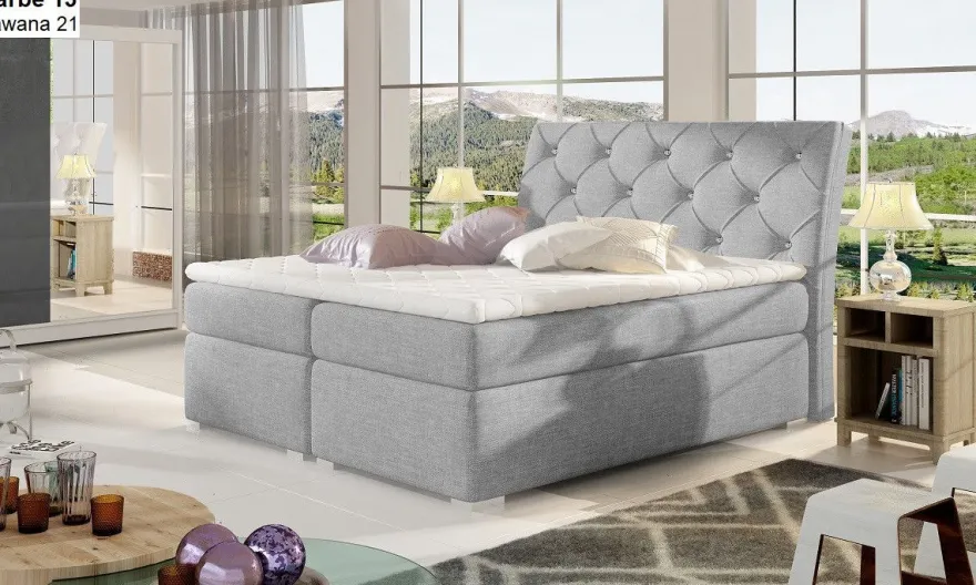 Boxspringbett mit 2 Bettkasten Beverly 180x200 Polsterbett weiß grau schwarz beige