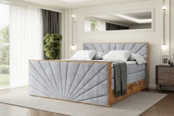 Boxspringbett mit Matratze, Topper, Polsterbett mit Bettkasten LOLLI6-Z KING