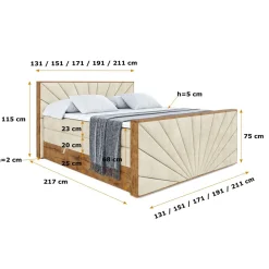 Boxspringbett mit Matratze, Topper, Polsterbett mit Bettkasten LOLLI6-Z KING