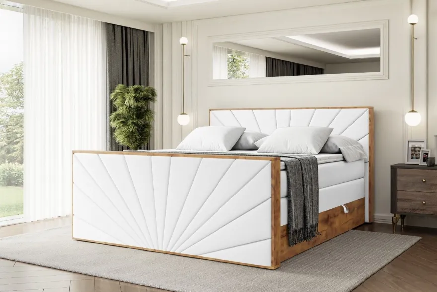 Boxspringbett mit Matratze, Topper, Polsterbett mit Bettkasten LOLLI6-Z KING