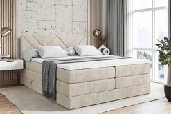 Boxspringbett mit Matratze, Topper, Polsterbett mit Bettkasten BARWA KING