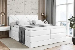 Boxspringbett mit Matratze, Topper, Polsterbett mit Bettkasten BARWA KING