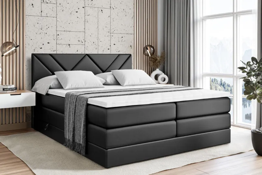 Boxspringbett mit Matratze, Topper, Polsterbett mit Bettkasten BARWA KING