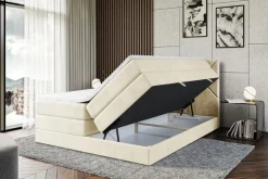 Boxspringbett mit Matratze, Topper, Polsterbett mit Bettkasten BARWA KING