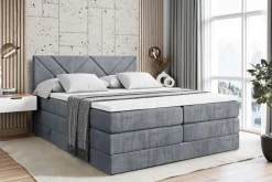 Boxspringbett mit Matratze, Topper, Polsterbett mit Bettkasten BARWA KING