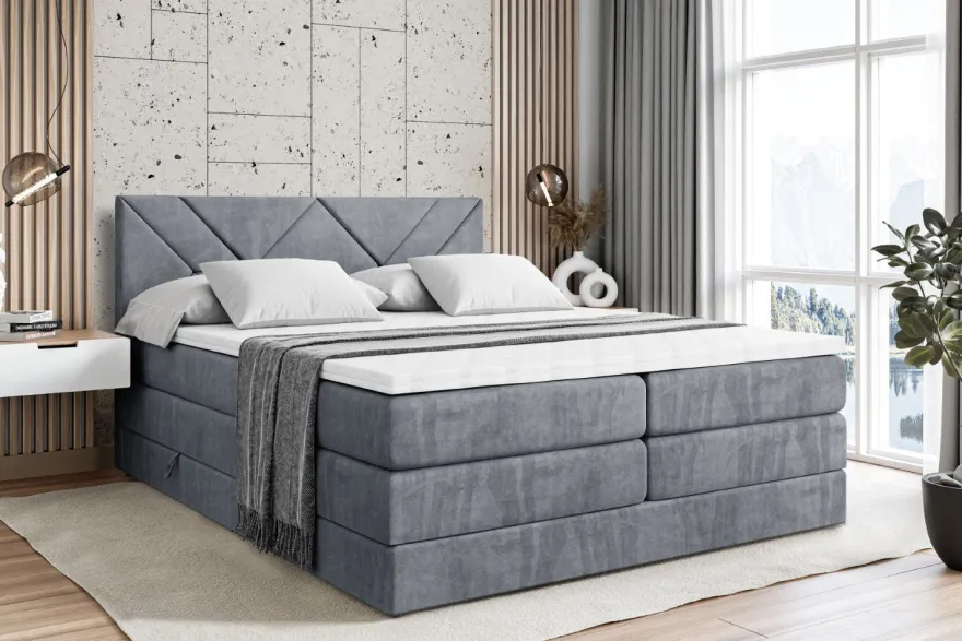 Boxspringbett mit Matratze, Topper, Polsterbett mit Bettkasten BARWA KING
