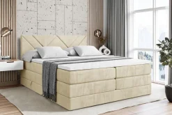 Boxspringbett mit Matratze, Topper, Polsterbett mit Bettkasten BARWA KING