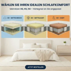 Boxspringbett RALF mit Bettkasten und Topper H2/H3/H4 - Doppelbett in vielen Größen
