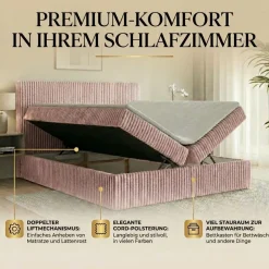 Boxspringbett RALF mit Bettkasten und Topper H2/H3/H4 - Doppelbett in vielen Größen