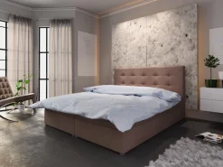 Boxspringbett Schlafzimmerbett Liberto 180x200cm Braun inkl. Bettkasten