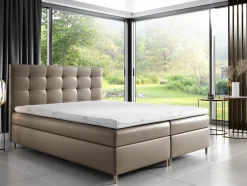 Boxspringbett Schlafzimmerbett ARVID 160x200cm Kunstleder Cappuccino