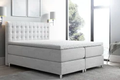 Boxspringbett Schlafzimmerbett Bett BAROS Stoff Hellgrau 160x200cm