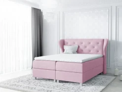 Boxspringbett Schlafzimmerbett Arianna 140x200cm Stoff Rose