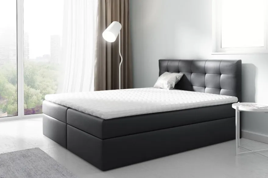 Boxspringbett Schlafzimmerbett PARLA 180x200cm Kunstleder Schwarz