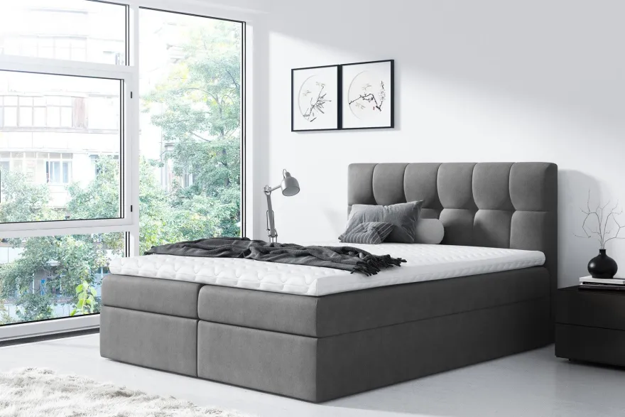 Boxspringbett Schlafzimmerbett CARMEN 140x200cm Anthrazit