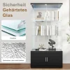 Bpkadhy Glasvitrine mit LED Beleuchtung, 2 Türen und 3 Etagen, Schwarz
