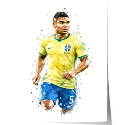 Brasilien Fussball Poster · Geschenkidee · Aquarell Sport Wandbild · Deko Pri