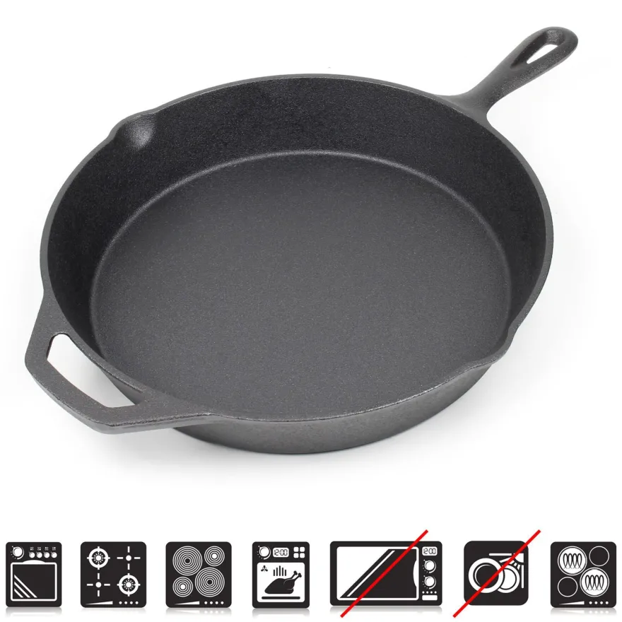 Bratpfanne Gusseisen Ø30cm mit Griff Feuerpfanne Grillpfanne Steakpfanne