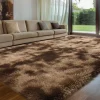 Brauner Hochflor-Teppich 140x200cm Wohnzimmer Schlafzimmer Kinderzimmer