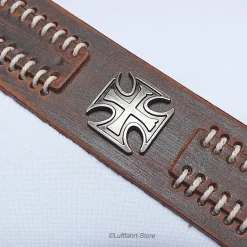 Breites Leder-Armband, Eisernes Kreuz, Biker, Vintage, Braun Art.-Nr. 90020