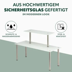 bremermann Glas-Regal, Küchenregal, mit Glasplatten und Edelstahlfüßen, weiß