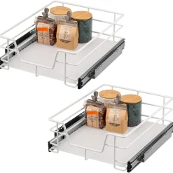 bremermann Teleskopschubladen 2er Set - für 45 cm Schrank, aus Metall (Weiß)