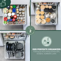 bremermann Teleskopschubladen 2er Set - für 45 cm Schrank, aus Metall (Weiß)