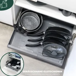 bremermann Teleskopschublade zum Kleben oder Bohren, Breite von 31-51 cm grau