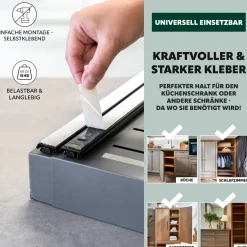 bremermann Teleskopschublade zum Kleben oder Bohren, Breite von 31-51 cm grau