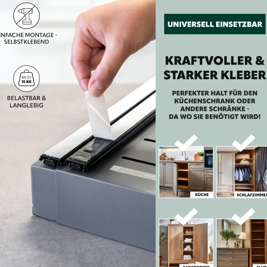 bremermann Teleskopschublade zum Kleben oder Bohren, Breite von 31-51 cm grau