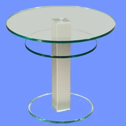 BRI-B1H Beistelltisch rund/ quadratisch Glas 50cm Höhe Säule echt Edelstahl ab Werk