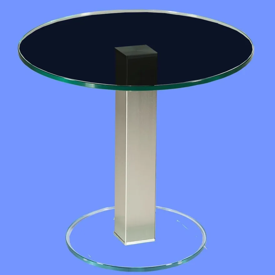 BRI-B1H Beistelltisch rund/ quadratisch Glas 50cm Höhe Säule echt Edelstahl ab Werk