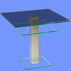 BRI-B1H Beistelltisch rund/ quadratisch Glas 50cm Höhe Säule echt Edelstahl ab Werk