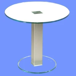 BRI-B1H Beistelltisch rund/ quadratisch Glas 50cm Höhe Säule echt Edelstahl ab Werk