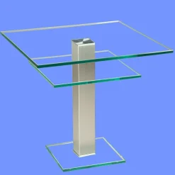 BRI-B1H Beistelltisch rund/ quadratisch Glas 50cm Höhe Säule echt Edelstahl ab Werk