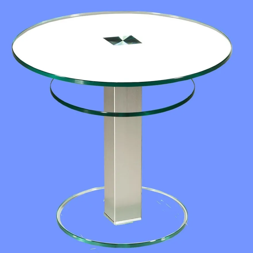 BRI-B1H Beistelltisch rund/ quadratisch Glas 50cm Höhe Säule echt Edelstahl ab Werk