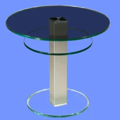 BRI-B1H Beistelltisch rund/ quadratisch Glas 50cm Höhe Säule echt Edelstahl ab Werk