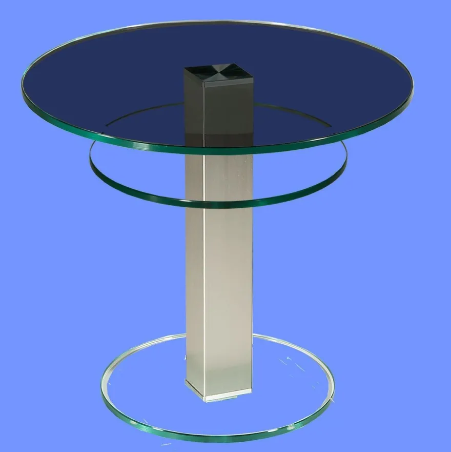 BRI-B1H Beistelltisch rund/ quadratisch Glas 50cm Höhe Säule echt Edelstahl ab Werk