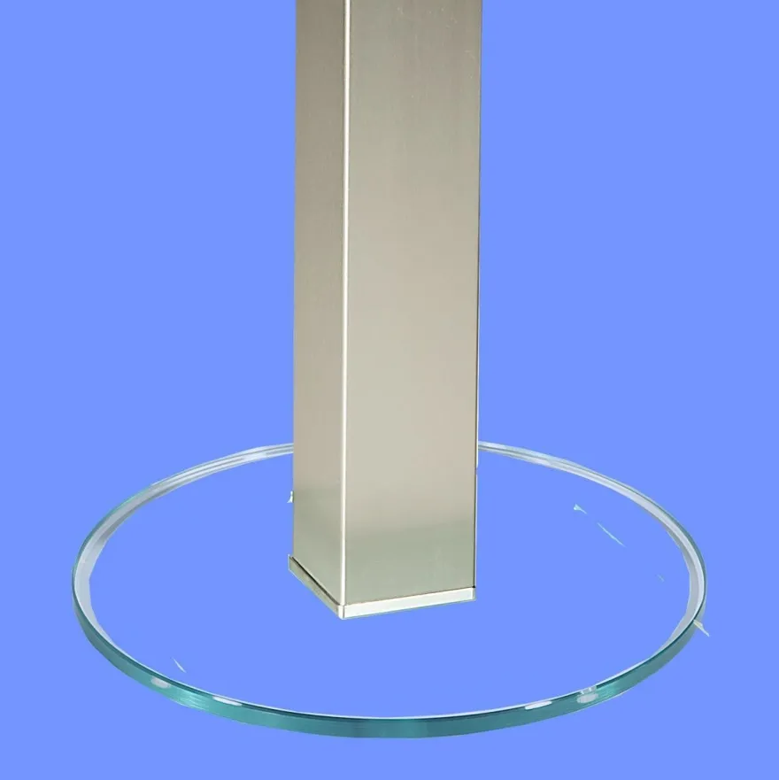 BRI-B1H Beistelltisch rund/ quadratisch Glas 50cm Höhe Säule echt Edelstahl ab Werk