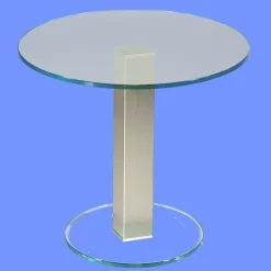BRI-B1H Beistelltisch rund/ quadratisch Glas 50cm Höhe Säule echt Edelstahl ab Werk
