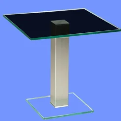 BRI-B1H Beistelltisch rund/ quadratisch Glas 50cm Höhe Säule echt Edelstahl ab Werk