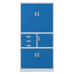 Büro-Metallschrank mit Safe, grau-blau: FILIP II, 900 x 1850 x 400 mm