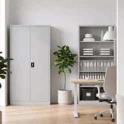 Büroregal aus Metall, verschraubt, mit geschlossener Rückwand, 900 × 1850 × 450 mm