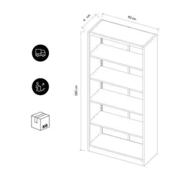 Büroregal aus Metall, verschraubt, mit geschlossener Rückwand, 900 × 1850 × 450 mm