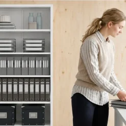 Büroregal aus Metall, verschraubt, mit geschlossener Rückwand, 900 × 1850 × 450 mm